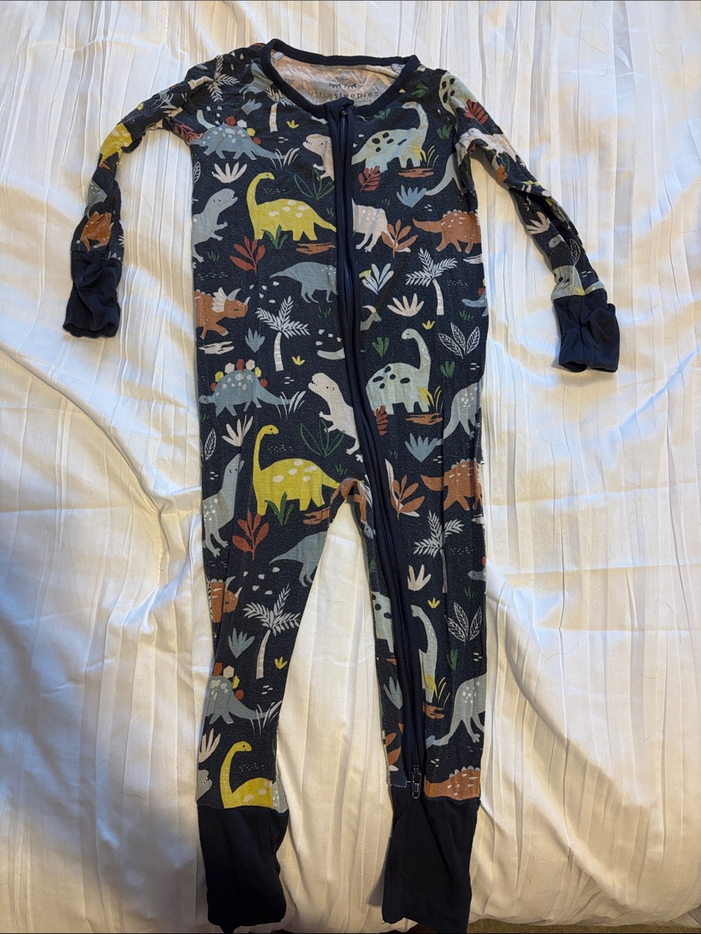 Little Sleepies Navy Dino Footed One-Piece with Multicolor Prints